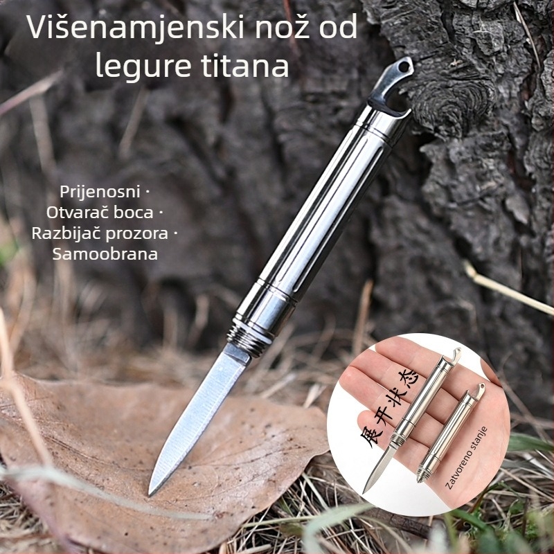 Titanski legirani višenamjenski nož, mini otvarač za pisma, glava od wolfram čelika, otvarač boca, razbijanje prozora, vanjska samozaštita