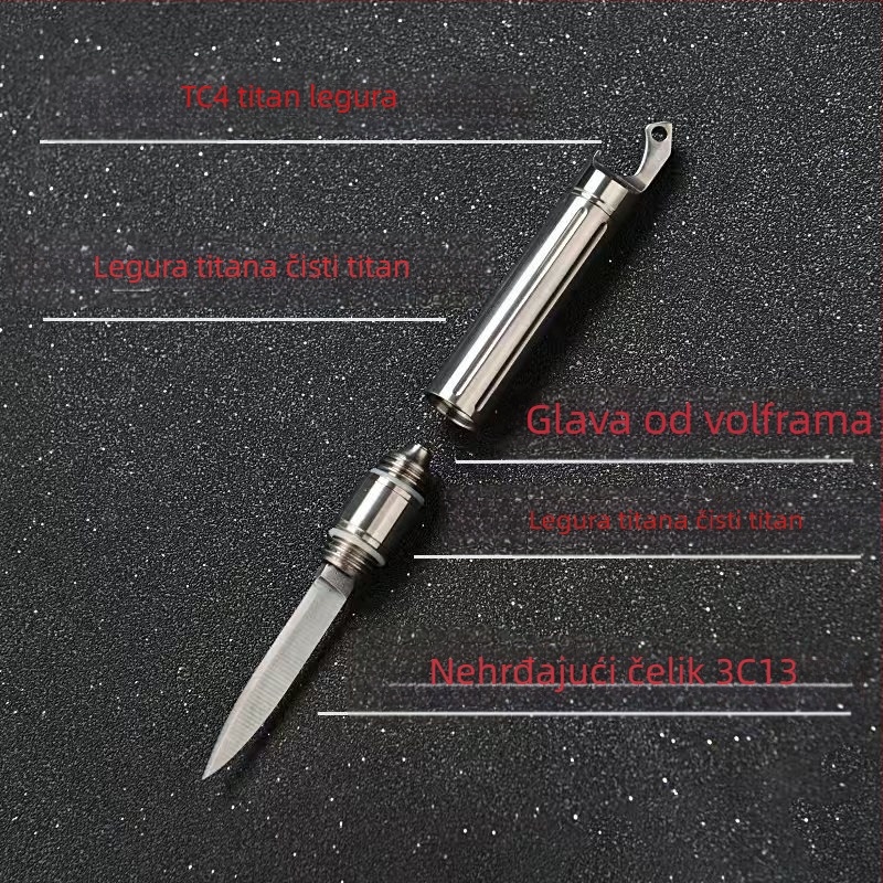 Titanski legirani višenamjenski nož, mini otvarač za pisma, glava od wolfram čelika, otvarač boca, razbijanje prozora, vanjska samozaštita