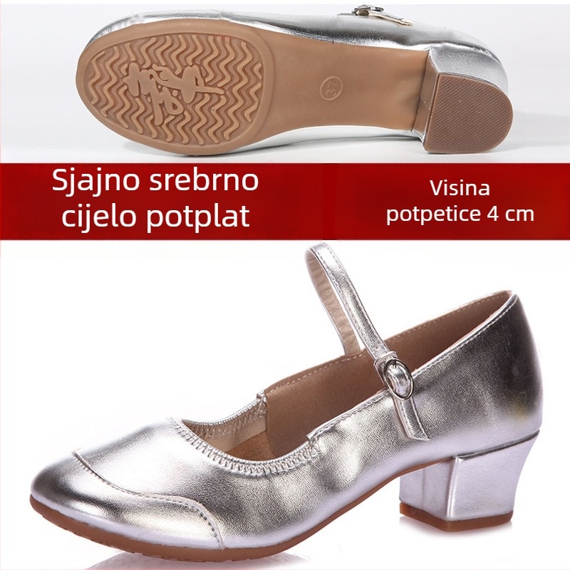 Ženske plesne cipele s mekanim podom, nove za sve sezone, srednji potpetice kvadratnog stila, cipele za nastavni trening, mornarski društveni ples