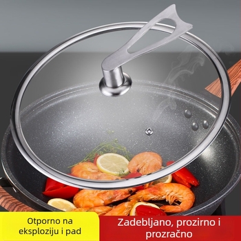 Kaljeni poklop od stakla za lonac od nehrđajućeg čelika, okrugli, proziran, otporan na visoke temperature, za kućnu upotrebu