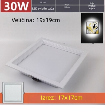 Kvadratno LED downlight za panel s mrežom 19×19, ugrađen opružni klip