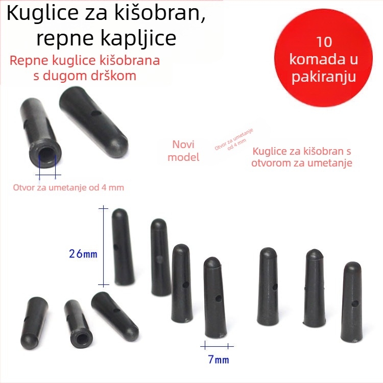 Perle za kišobran promjera 3-4 mm za kišobran s dugom drškom – perle rep kišobran i dijelovi vrha kišobrana