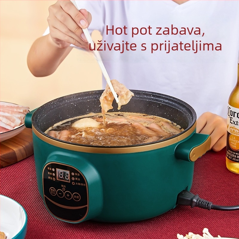 Električni wok i lonac, integrirana dvostruka namjena, 2-3 L, 801-1000 W, pametan LCD, tajmer, kontrola temperature, zaštita od sušenja, promjer 22-28 cm