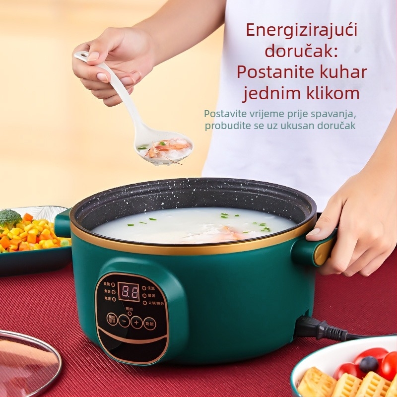 Električni wok i lonac, integrirana dvostruka namjena, 2-3 L, 801-1000 W, pametan LCD, tajmer, kontrola temperature, zaštita od sušenja, promjer 22-28 cm
