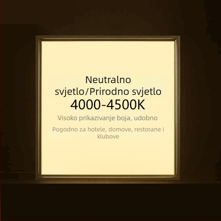 Integrirani stropni LED panel 600×600, plosnati LED panel s rešetkom 60×60, ploča od mineralne vate i gipsa, inženjersko panel osvjetljenja 595