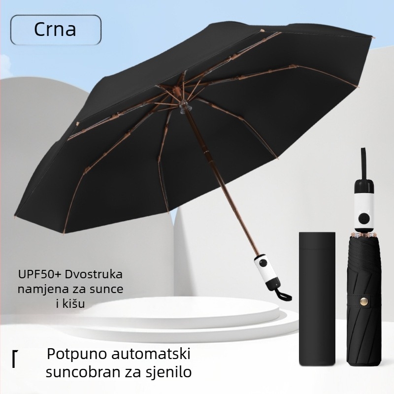 Osmoribni automatski kišobran za sunce i kišu, sklopivi, vinil UV zaštita, spreman za logo, poslovni poklon