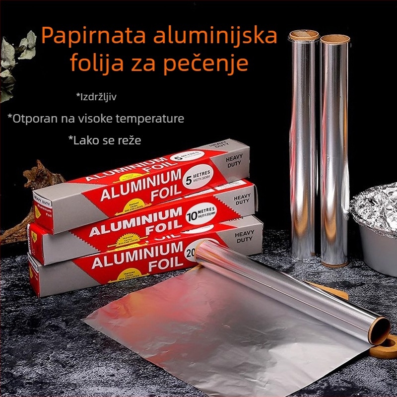 Aluminijska folija za kuhanje i pečenje, 30×10 cm, otporna na visoke temperature, za roštilj