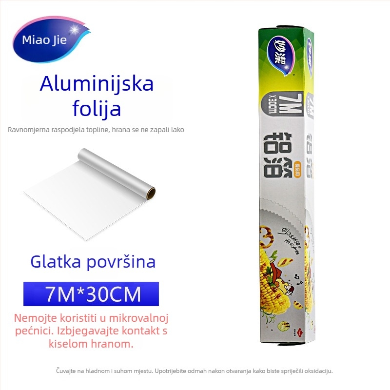Miaojie Debela visokokvalitetna aluminijska folija, 20 m rola, prehrambena, otporna na visoke temperature, pogodna za roštilj, pećnicu i fritu na zrak