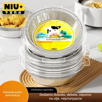 Posuda od aluminijske folije za fritu na zrak, okrugla zdjela od folije za pečenje i roštiljanje, kvaliteta hrane