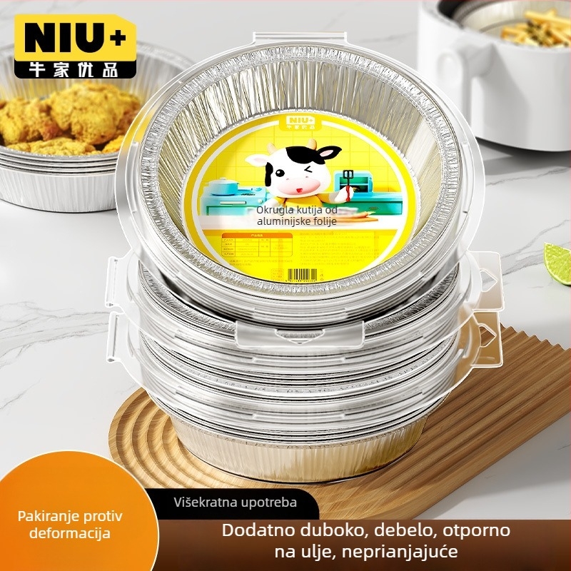 Posuda od aluminijske folije za fritu na zrak, okrugla zdjela od folije za pečenje i roštiljanje, kvaliteta hrane
