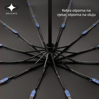 Automatski kišobran s UV zaštitom, veliki sklopivi, otporan na vjetar, jednobojni poslovni kišobran s tiskom logotipa