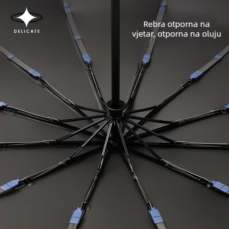 Automatski kišobran s UV zaštitom, veliki sklopivi, otporan na vjetar, jednobojni poslovni kišobran s tiskom logotipa