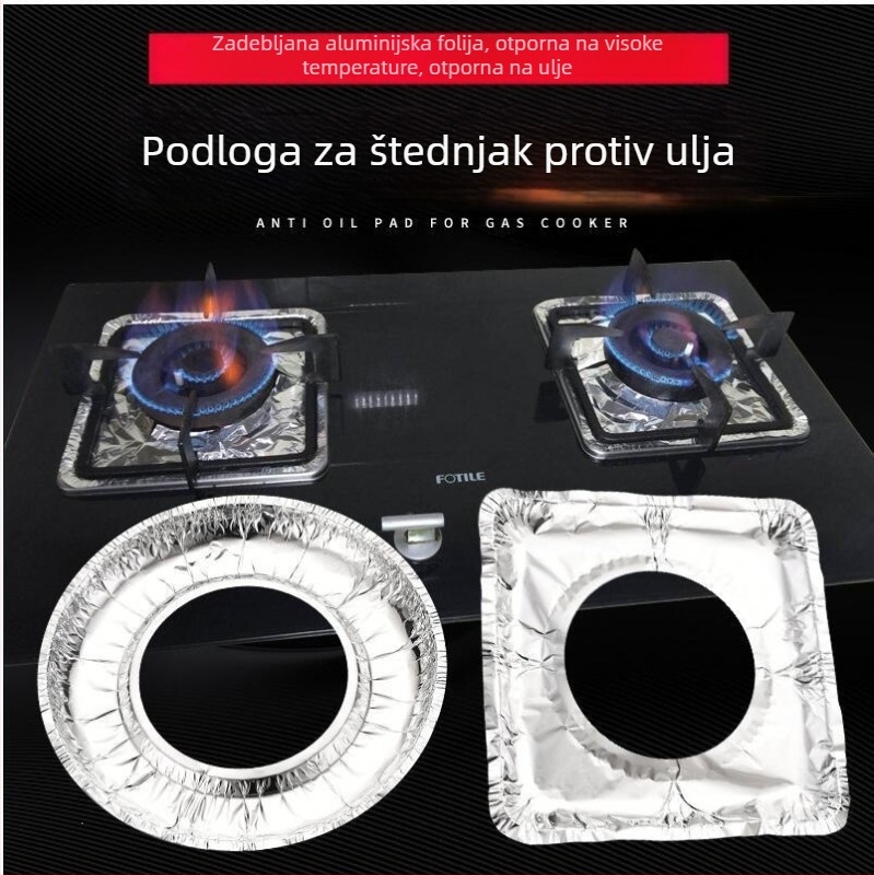 Deblja zaštitna podloga za plinsku ploču, kuhinjski zaštitni pokrov, prsten od aluminijske folije, otporan na visoke temperature, univerzalno