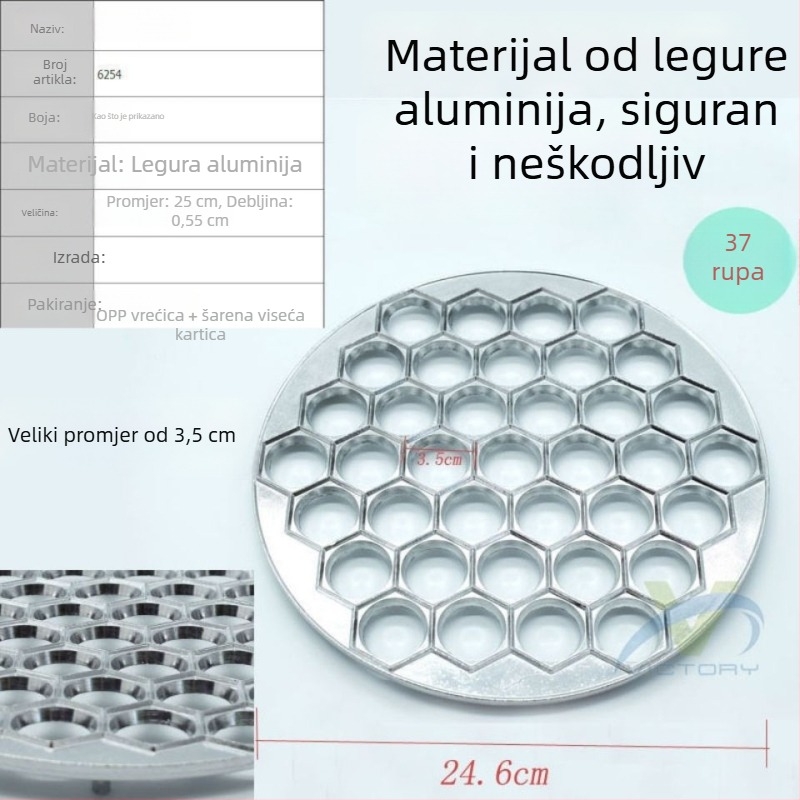 Unaprijeđena aluminijska forma za knedle s 37 rupa za istovremenu izradu više knedli kod kuće