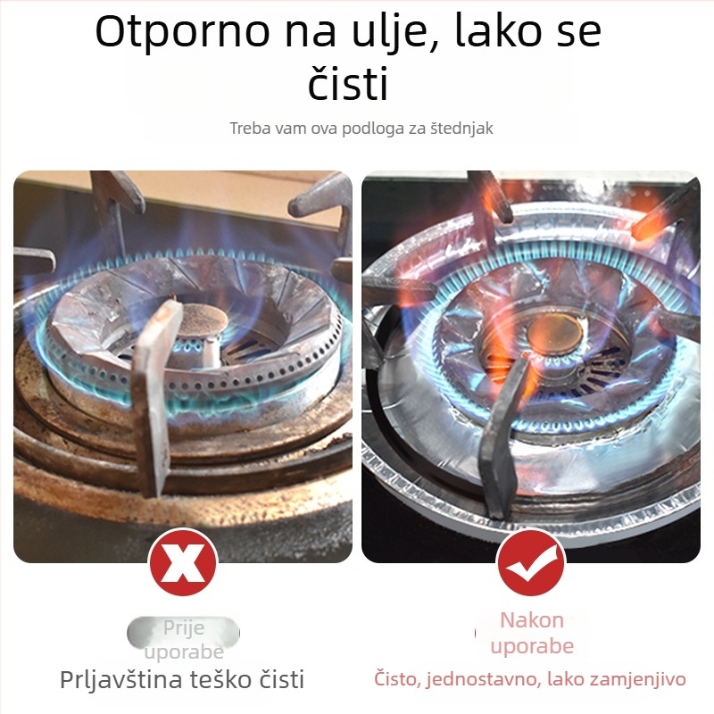 Zaštitna podloga od aluminijske folije za plinsku kuhalu, kružna, otporna na masnoće, kuhinjska zaštitna podloga
