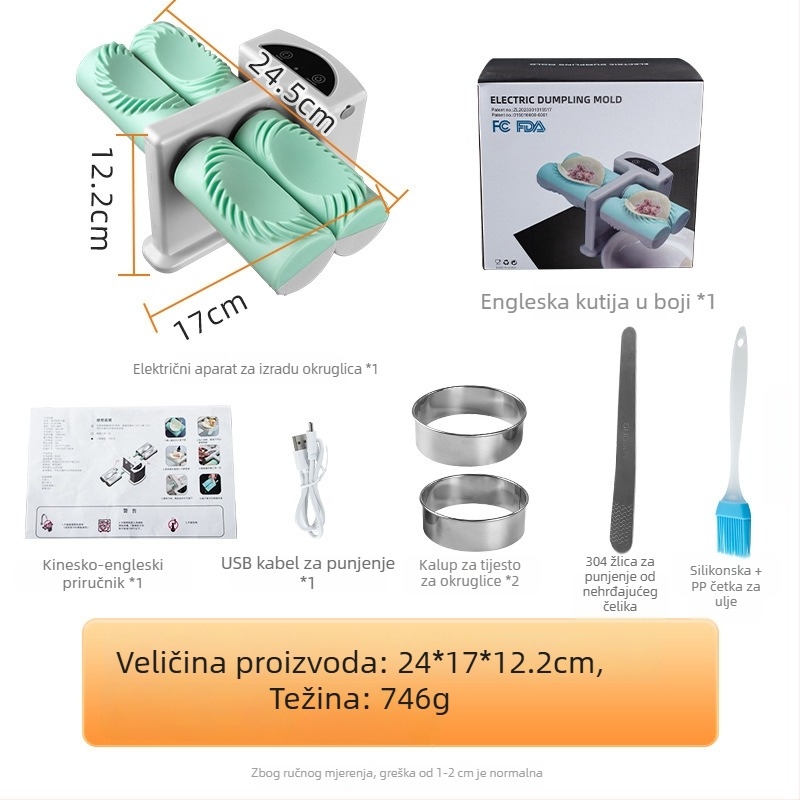 Električna mašina za knedle s dvostrukim glavama, potpuno automatska, za kućnu upotrebu, nova verzija