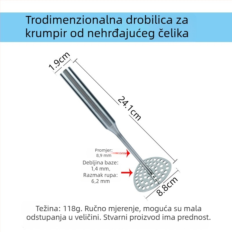 Ručni pretiskač za krumpire i bebinu hranu, 304 nehrđajućeg čelika, kuhinjski alat