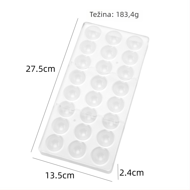 Plastični kalupi za čokoladu za pečenje – javorov list, oblik ptičjeg jajeta, srce, kapljica, cilindrični oblik, spiralan uzorak, dijamant, hemisferični oblik, kvadrat, krizantema