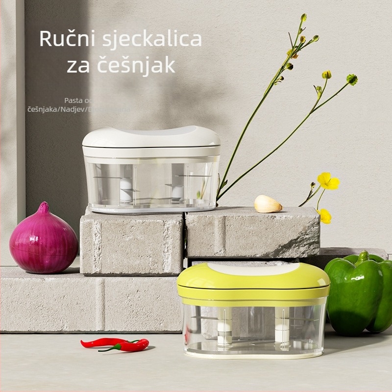 Ručna presa za češnjak i mljevnica za češnjak, kompaktni kućni uređaj za mljevenje i sjeckanje češnjaka