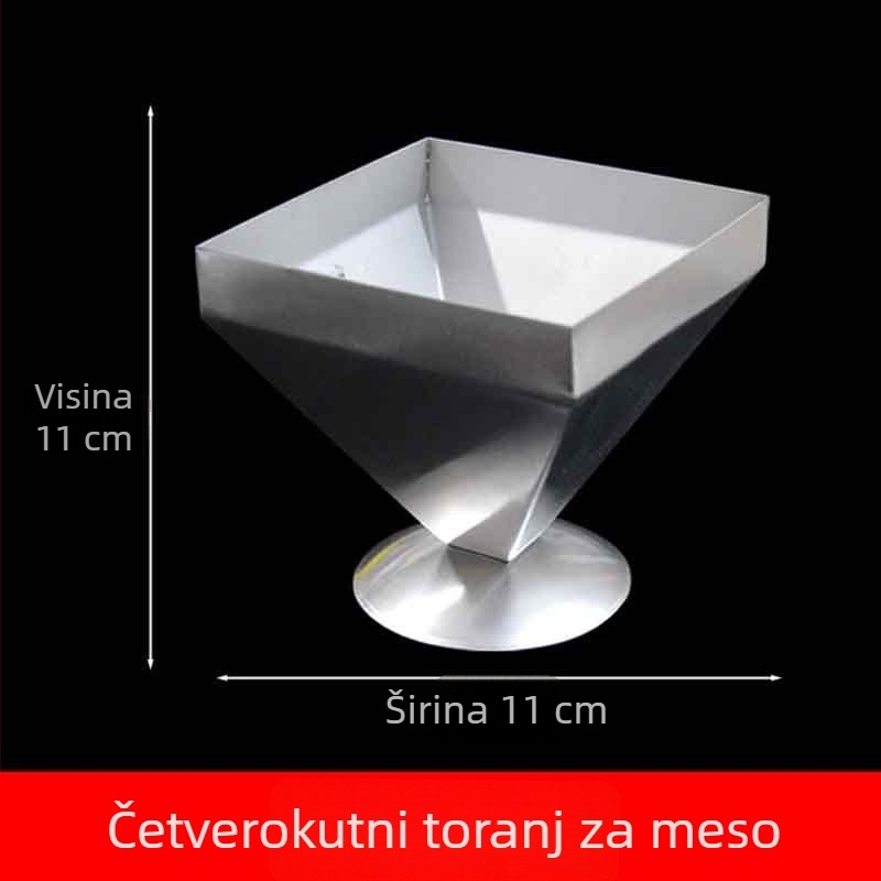 Nehrđajući čelični kalup u obliku pagode za meso – kreativna višeslojna piramida od mesa i alat za oblikovanje jela