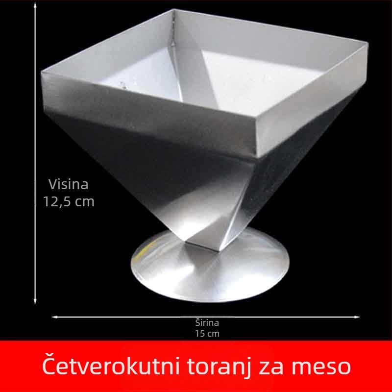 Nehrđajući čelični kalup u obliku pagode za meso – kreativna višeslojna piramida od mesa i alat za oblikovanje jela