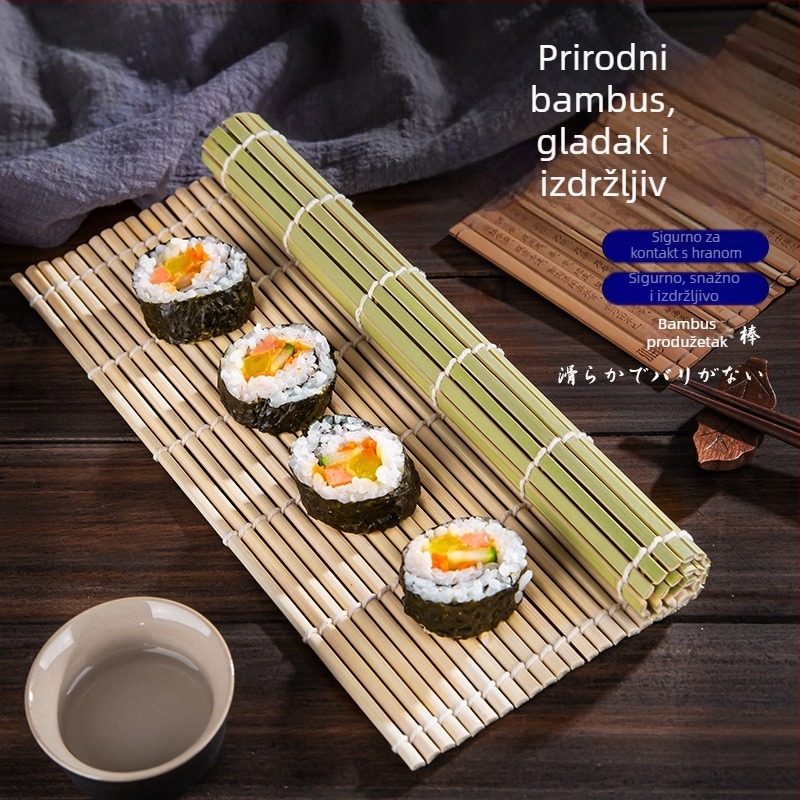 Bambusova podloga za sushi za kućnu upotrebu – neprijanjajući alat za rolanje riže i nori