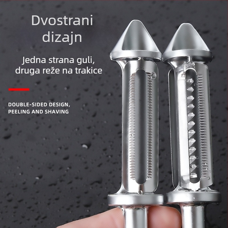 Pet u jednom dvostrano oguljivač od cinkovog legura s nehrđajućom čeličnom oštricom, za kuhinju – voće i povrće