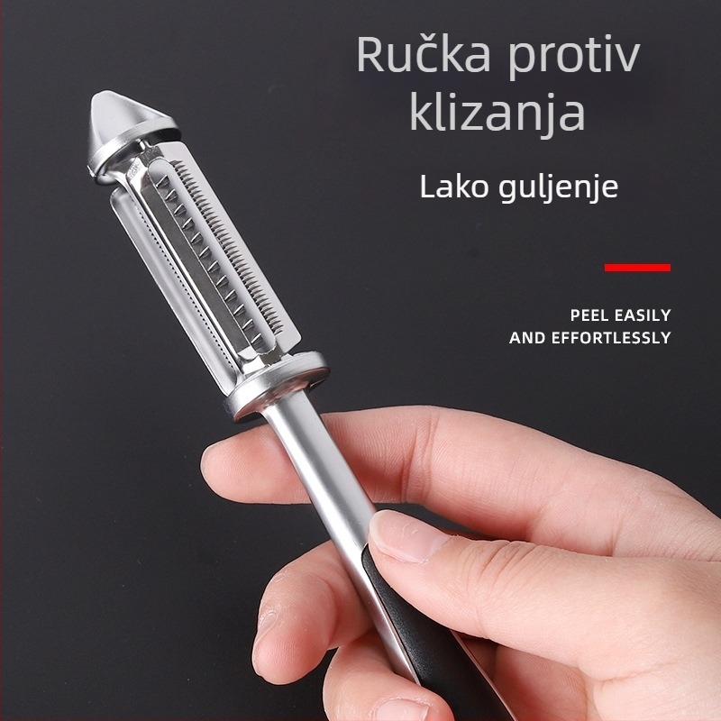 Pet u jednom dvostrano oguljivač od cinkovog legura s nehrđajućom čeličnom oštricom, za kuhinju – voće i povrće