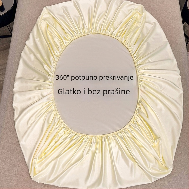 Ice Silk prilagođeni set plahte – ljetna jednobojna posteljina s zaštitom madraca, otporna na prašinu, 3 dijela