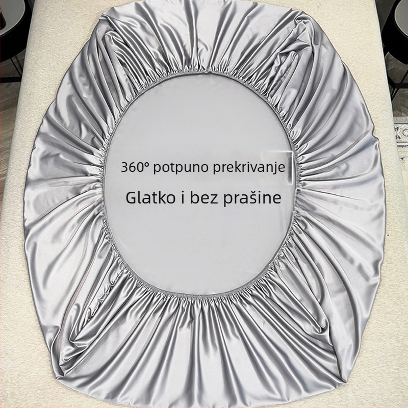 Ice Silk prilagođeni set plahte – ljetna jednobojna posteljina s zaštitom madraca, otporna na prašinu, 3 dijela