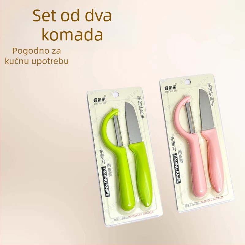 Set od 2 komada: nož za voće i oguljivač, nehrđajući čelik, kuhinjski pribor, prijenosni