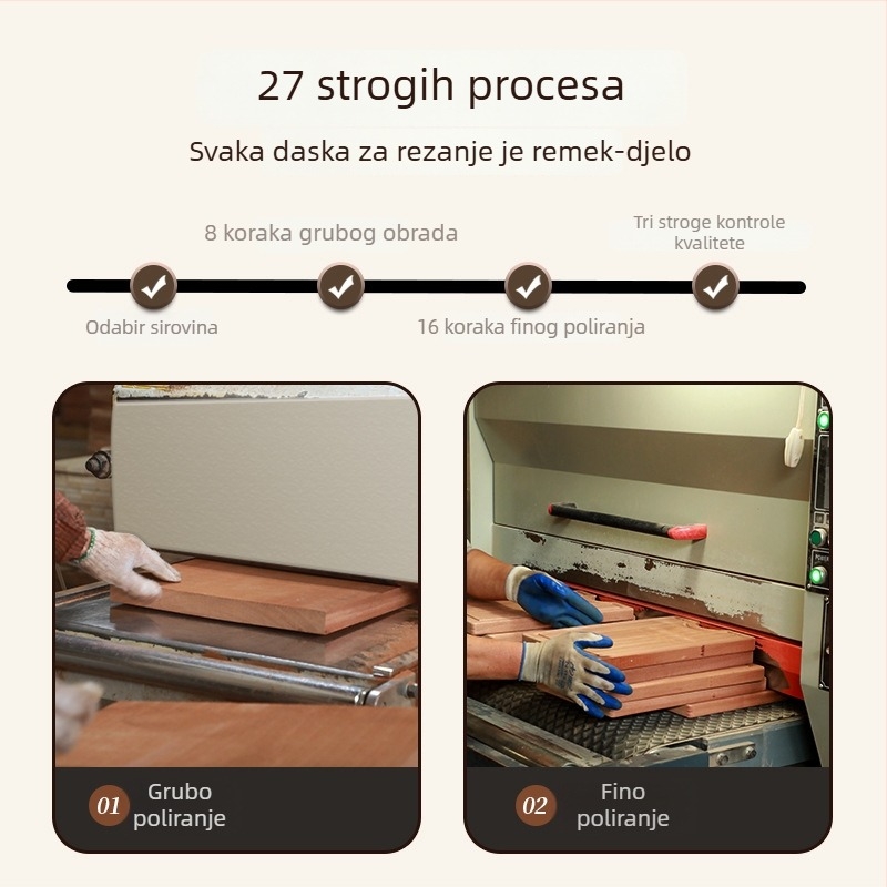 Drvena daska za rezanje od ebonskog drveta s kariranim uzorkom, dvostrana, antibakterijska i protiv plijesni