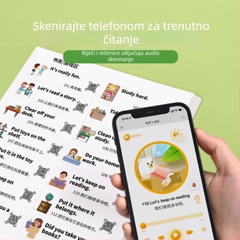 Skup engleskih naljepnica za obiteljske situacije, svakodnevne razgovore i vokabular za učenike osnovne škole