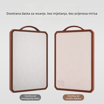 Daska za rezanje od nehrđajućeg čelika, dvostrana, deblja, protuklizna, antibakterijska, otporna na plijesan, za kućnu uporabu.