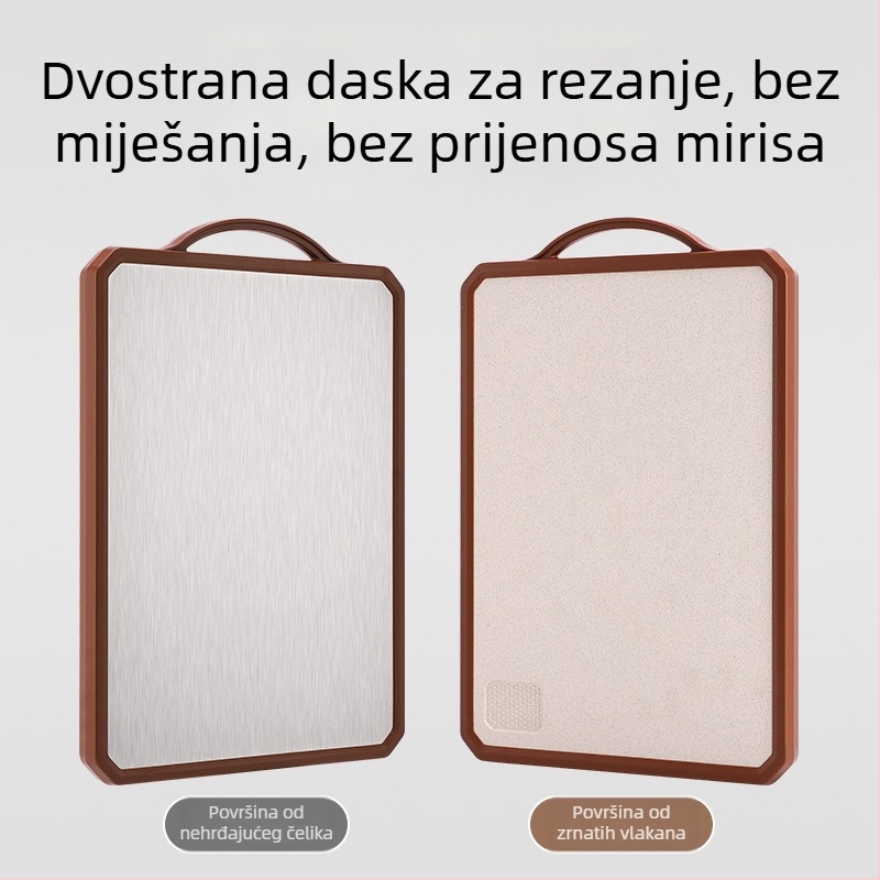 Daska za rezanje od nehrđajućeg čelika, dvostrana, deblja, protuklizna, antibakterijska, otporna na plijesan, za kućnu uporabu.