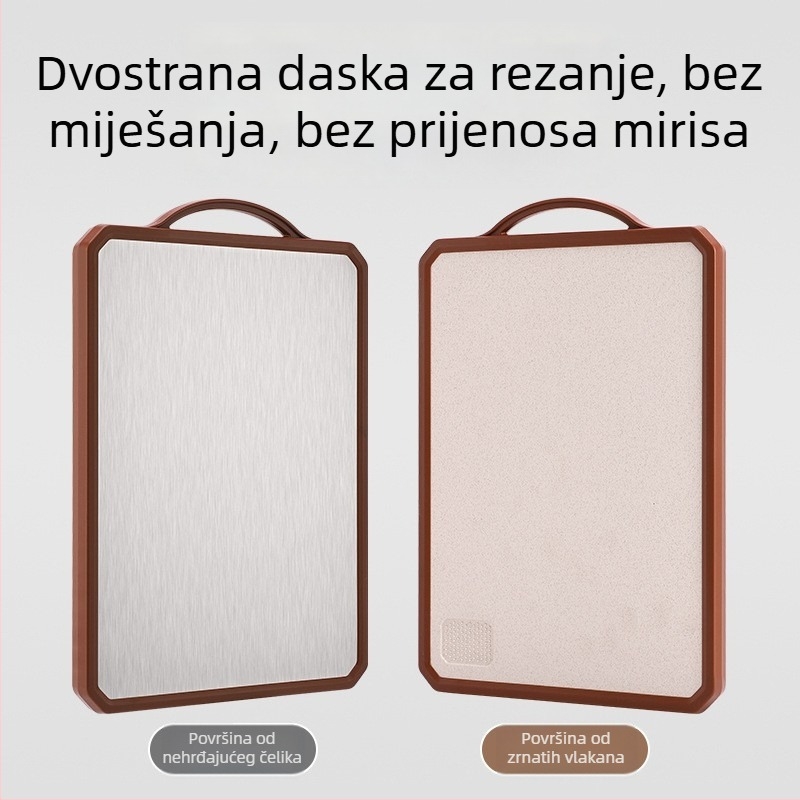 Daska za rezanje od nehrđajućeg čelika, dvostrana, deblja, protuklizna, antibakterijska, otporna na plijesan, za kućnu uporabu.