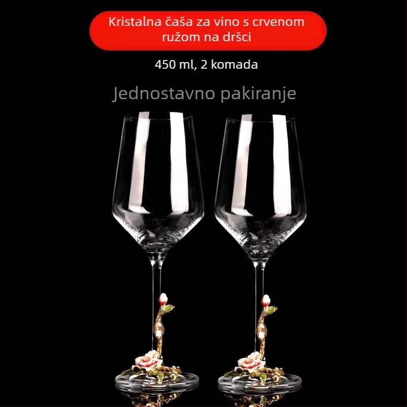 Kreativni emajlirani set čaša za crveno vino s karafom, kristalni čaše za kućnu upotrebu, visoke čaše za vino, svadbeni dar