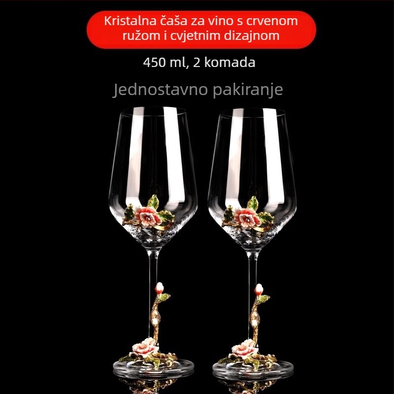 Kreativni emajlirani set čaša za crveno vino s karafom, kristalni čaše za kućnu upotrebu, visoke čaše za vino, svadbeni dar