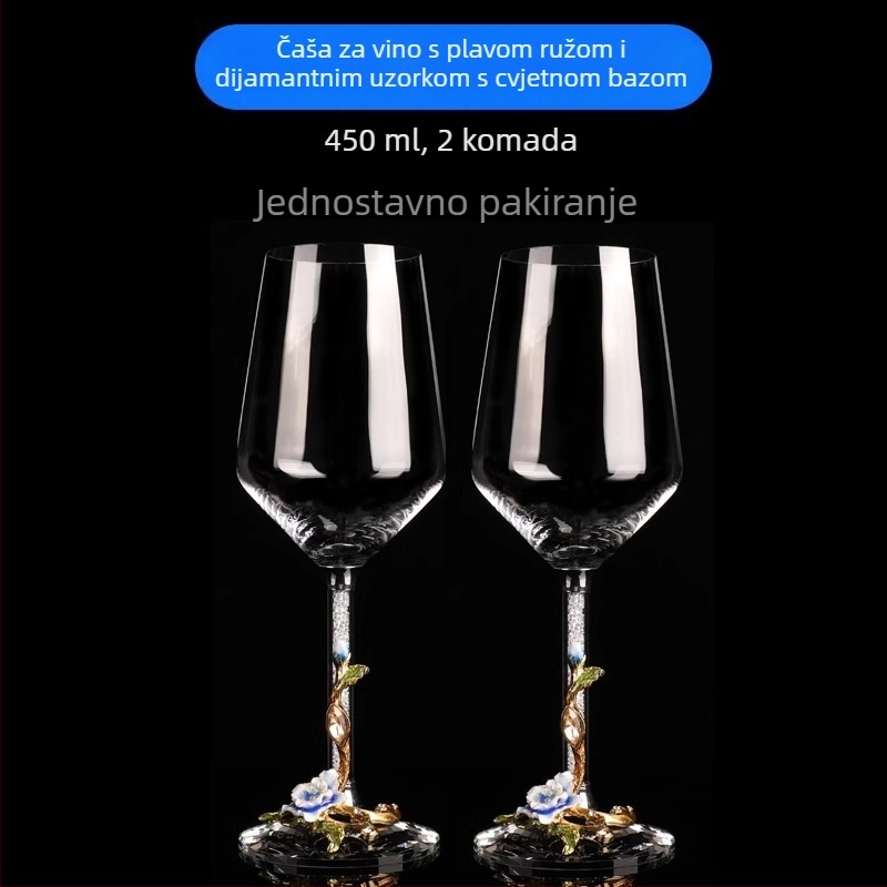 Kreativni emajlirani set čaša za crveno vino s karafom, kristalni čaše za kućnu upotrebu, visoke čaše za vino, svadbeni dar