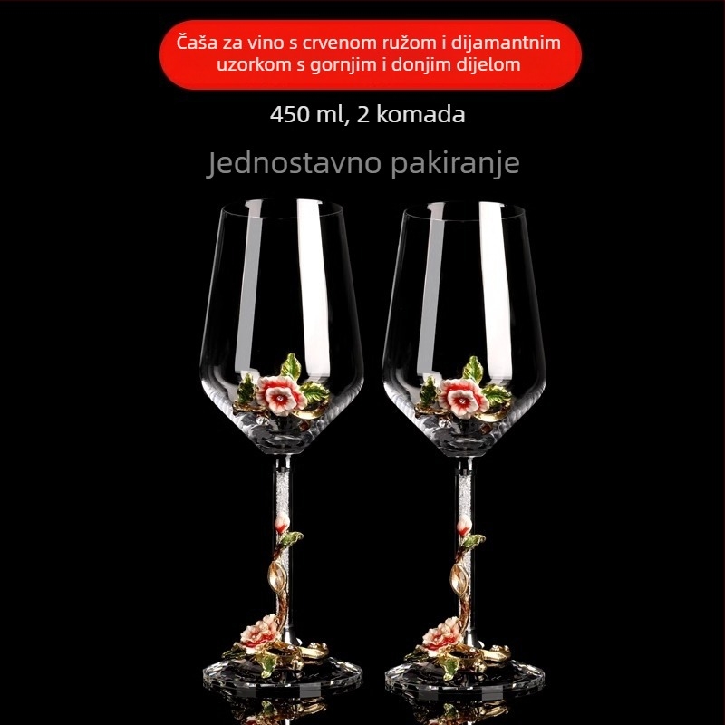 Kreativni emajlirani set čaša za crveno vino s karafom, kristalni čaše za kućnu upotrebu, visoke čaše za vino, svadbeni dar