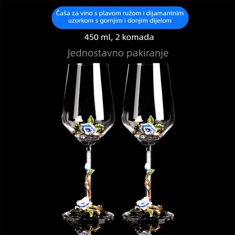 Kreativni emajlirani set čaša za crveno vino s karafom, kristalni čaše za kućnu upotrebu, visoke čaše za vino, svadbeni dar