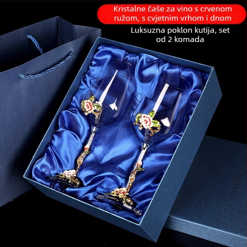 Kreativni emajlirani set čaša za crveno vino s karafom, kristalni čaše za kućnu upotrebu, visoke čaše za vino, svadbeni dar