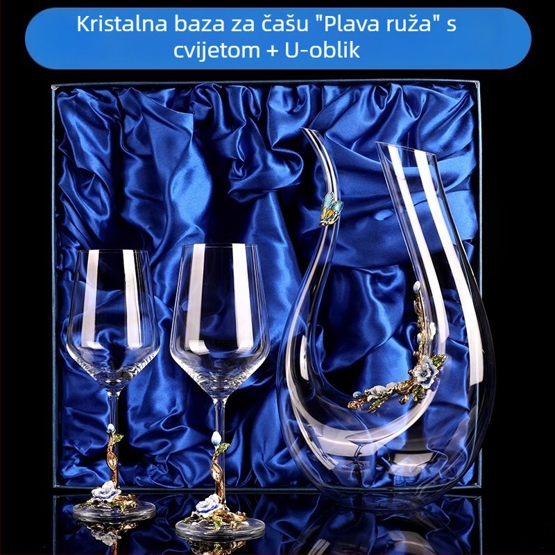 Kreativni emajlirani set čaša za crveno vino s karafom, kristalni čaše za kućnu upotrebu, visoke čaše za vino, svadbeni dar