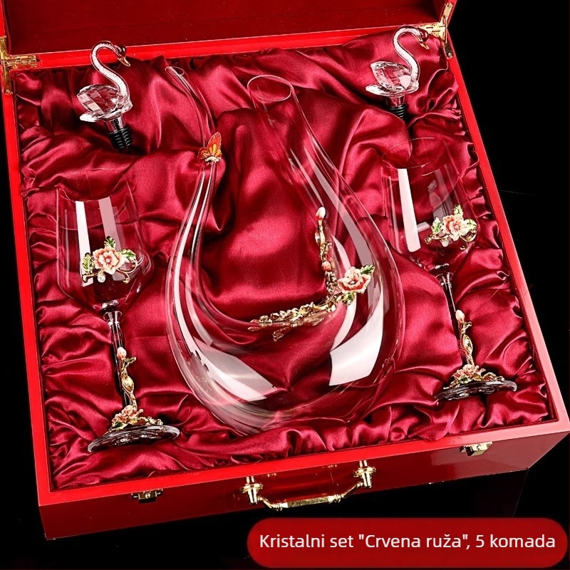 Kreativni emajlirani set čaša za crveno vino s karafom, kristalni čaše za kućnu upotrebu, visoke čaše za vino, svadbeni dar