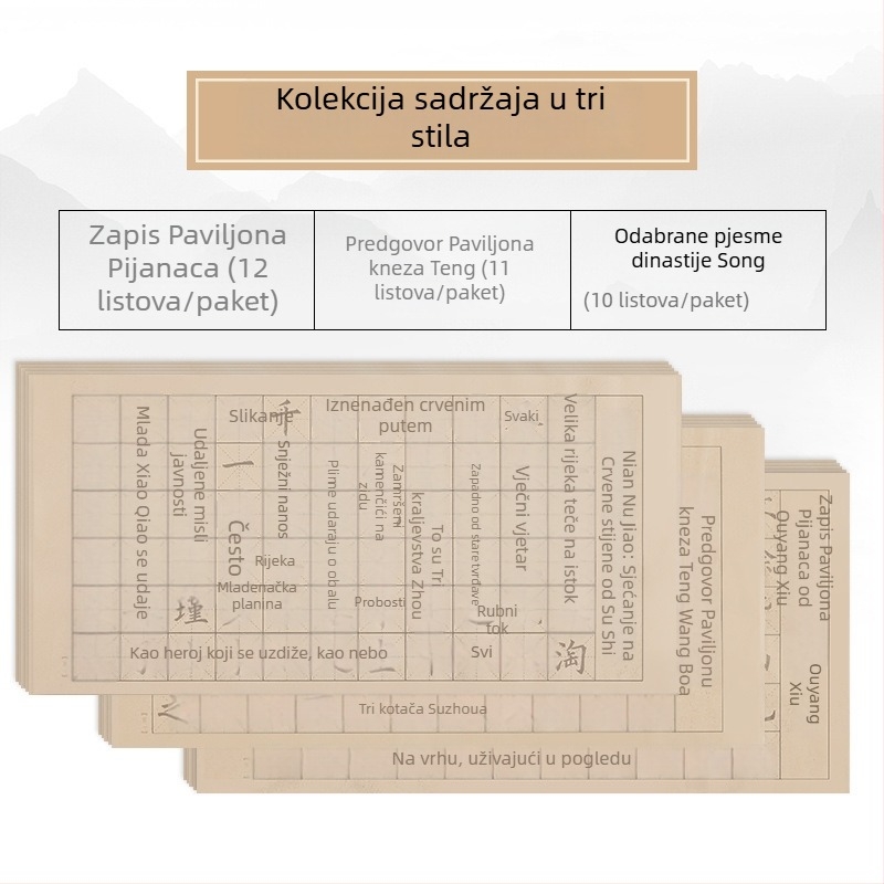Kolekcija Lanting: Bilježnica za kopiranje kaligrafije, vježbanje standardnog pisma, papir za mekanu četkicu, standardni i europski stil pisanja