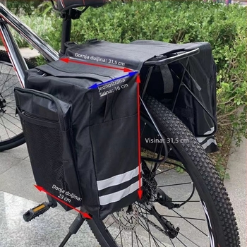Torba za stražnji nosač bicikla za planinski bicikl, dvostruka pannier torba, torba za sjedalo, crna