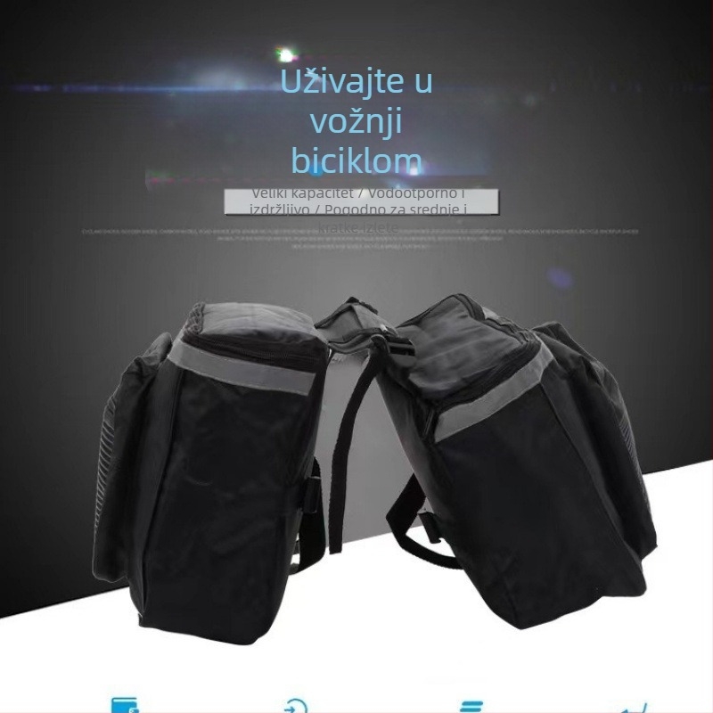 Torba za stražnji nosač bicikla za planinski bicikl, dvostruka pannier torba, torba za sjedalo, crna