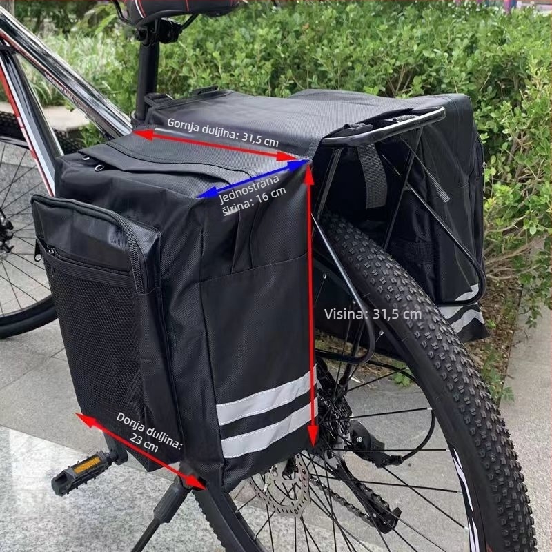 Torba za stražnji nosač bicikla za planinski bicikl, dvostruka pannier torba, torba za sjedalo, crna