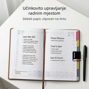 2027 dnevni planer i raspored, dnevnik s jednom stranom za dan