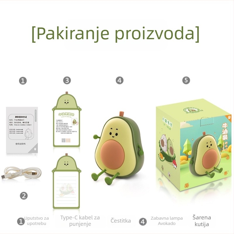 Avokadno noćno svjetlo s USB punjenjem, noćna rasvjeta za spavaću sobu, zaštita očiju pri dojenju bebe i dječjem snu